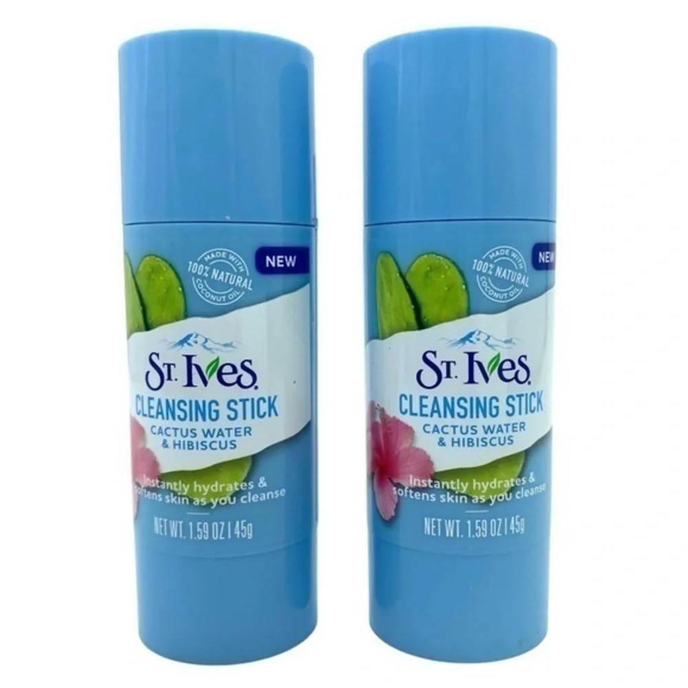 St. Ives Cleansing Stick Cactus Water & Hibiscus Set Of 2 New